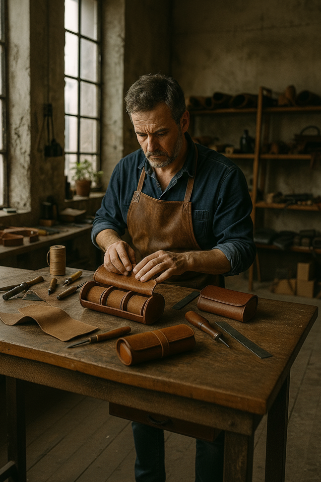 Artisan maroquinier atelier niveau fenêtre